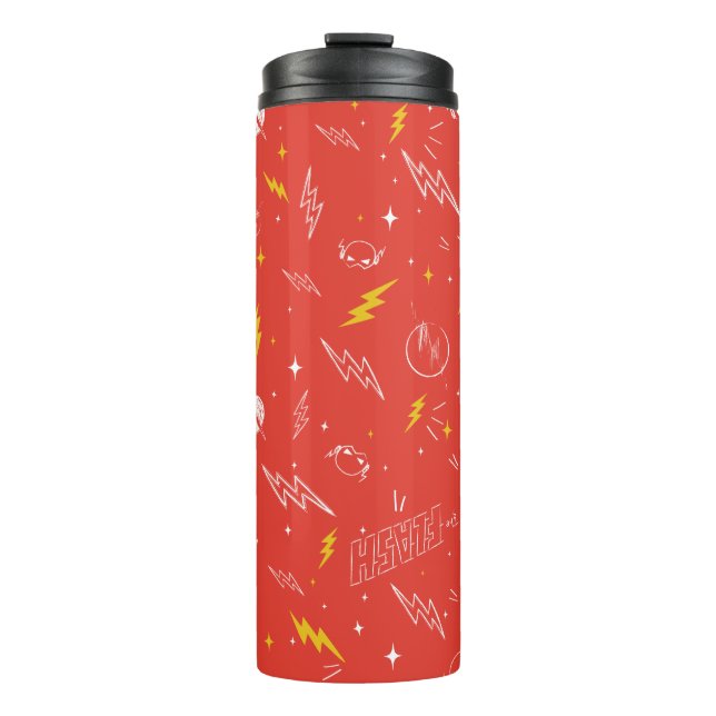 Blitz-Logo und Doodle-Muster Thermosbecher (Vorderseite)