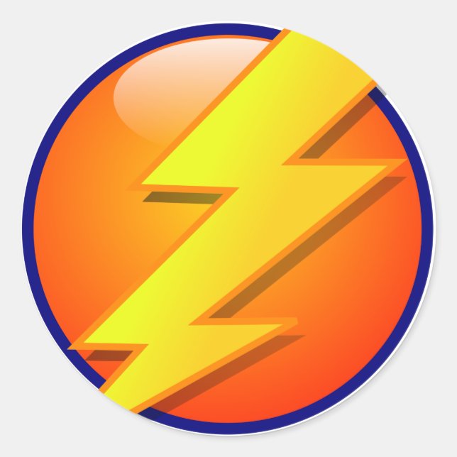 Blitz-oder-Energie-Icon-Vektor Runder Aufkleber (Vorderseite)
