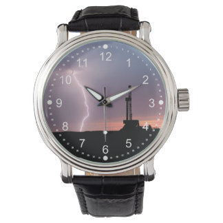 Blitz, Ölbohrturm, Lila Orangensonnengang Armbanduhr