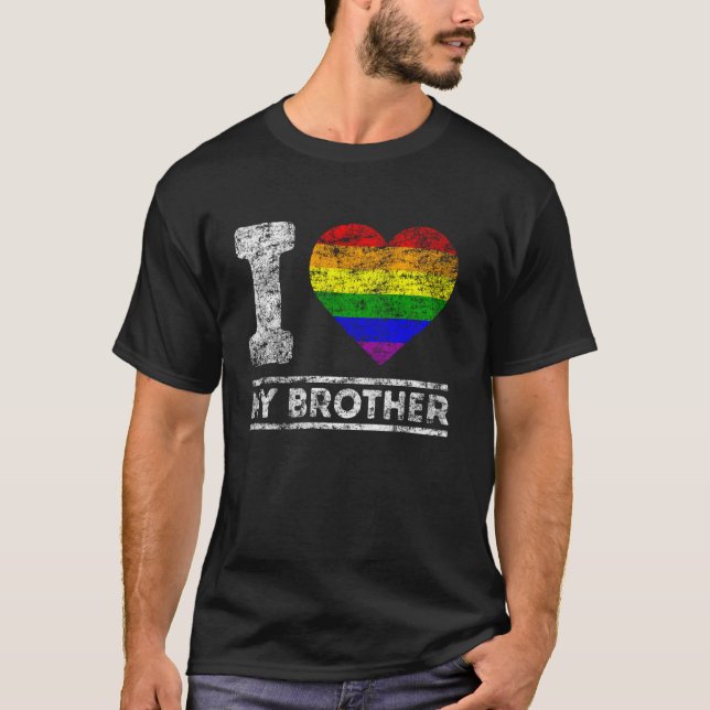Blitz Pride I Liebe meine Brother Rainbow Support  T-Shirt (Vorderseite)