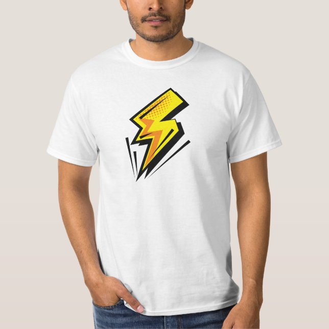 Blitzbolzen - Gelb mit schwarzen Konturen T-Shirt (Vorderseite)