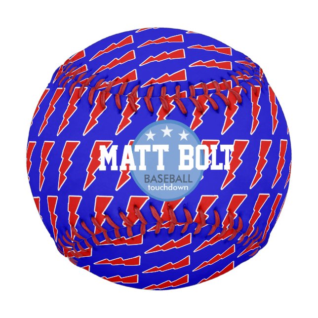 Blitzbolzen rot/blau personalisiert baseball (Vorderseite)