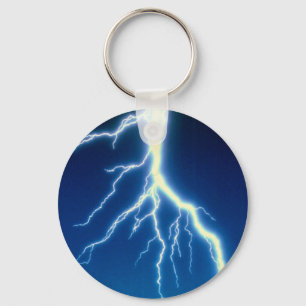 Blitzbolzen über blauem Hintergrund Schlüsselanhänger
