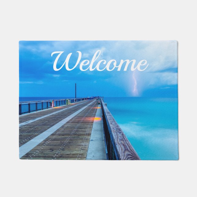 Blitze am Navarra Beach Pier Doormat Fußmatte (Vorderseite)
