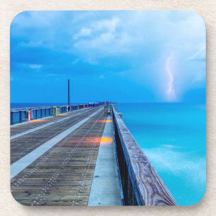 Blitze am Navarre Beach Pier Getränkeuntersetzer