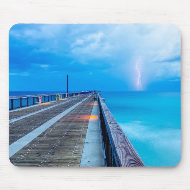 Blitze am Navarre Beach Pier Mousepad (Vorne)