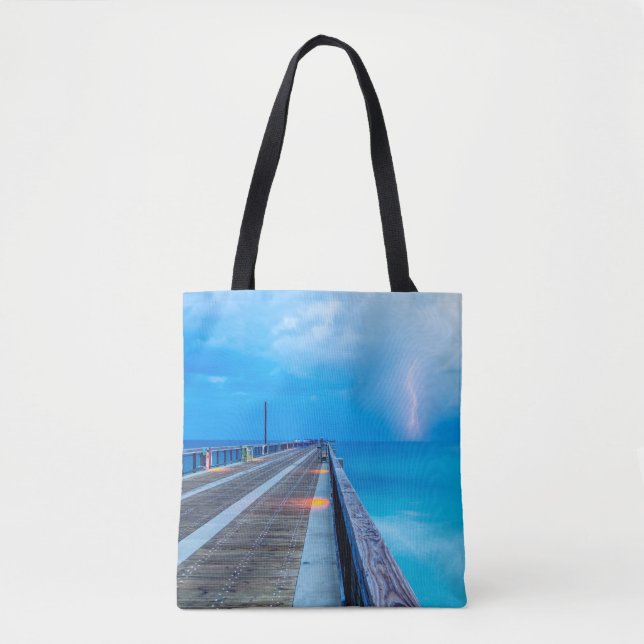 Blitze am Navarre Beach Pier Tasche (Vorderseite)