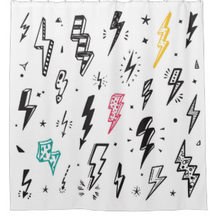 Blitze Bolzen Vintages Set. Hand Drawn Doodle Lig Duschvorhang