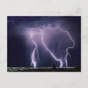 Blitze über Salt Lake Valley, Utah. Postkarte