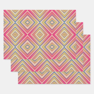 Blitze von Pinks alternatives Diamantmuster Geschenkpapier Set