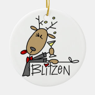 Blitzen die Ren-Weihnachtsandenken-Verzierung Keramikornament