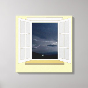 Blitzen durch ein Fenster Leinwanddruck