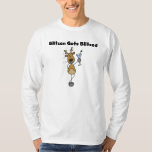 Blitzen erhält bombardierten langen Hülsen-T - T-Shirt