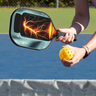 Blitzen in einer kleinen digitalen Kunst Pickleball Schläger