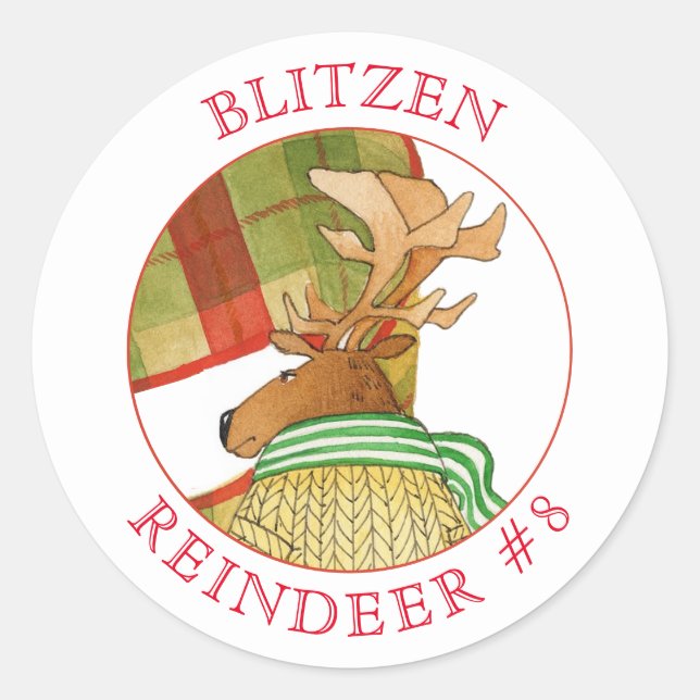 BLITZEN REINDEER Große Round Stickers (Vorderseite)