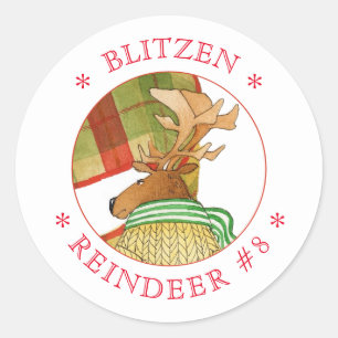 BLITZEN REINDEER Kleine Round Stickers