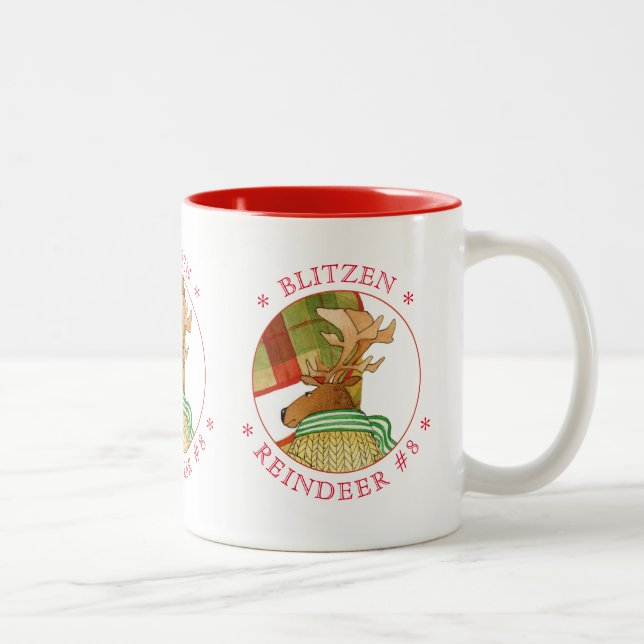 BLITZEN REINDEER Red Two-Tone Tasse (Rechts)
