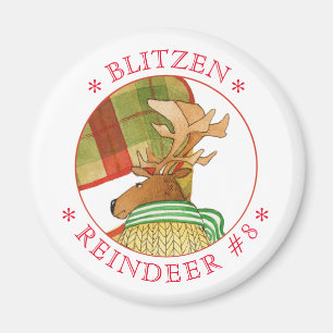 BLITZEN REINDEER Round Magnet