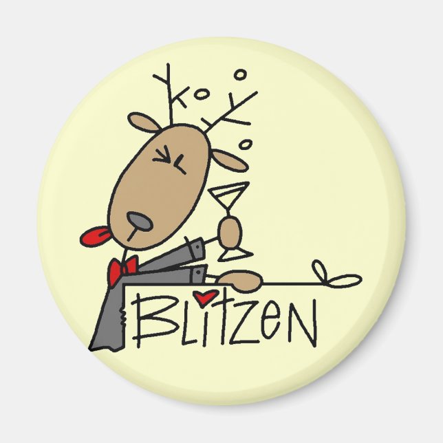 Blitzen Reindeer T - Shirt und Geschenke Magnet (Vorne)
