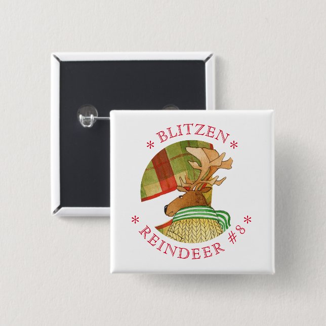 BLITZEN REINDEZ Square Button Button (Vorne & Hinten)