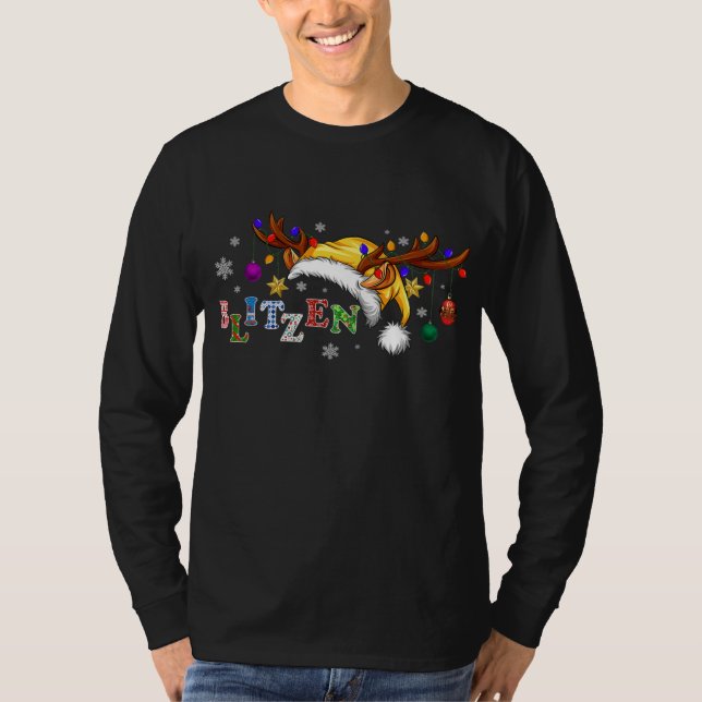 Blitzen Theme Xmas Gaminghouse Rentierweihnachtsfe T-Shirt (Vorderseite)