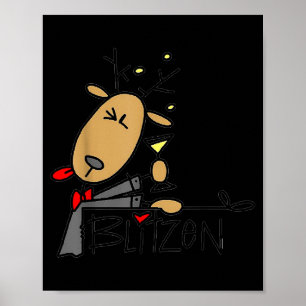 Blitzen Weihnachten Lustiges Rentier Poster