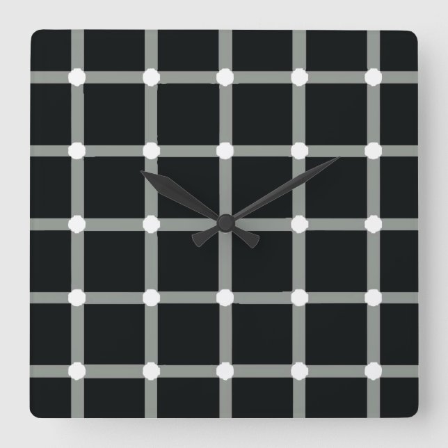 Blitzende schwarze Punkte - optische Illusion Quadratische Wanduhr (Vorderseite)
