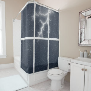Blitzlicht im Fenster Duschvorhang