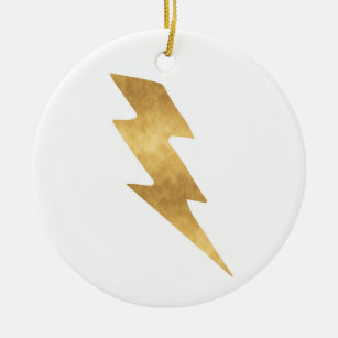 Blitzschlag in metallischem Gold Keramik Ornament