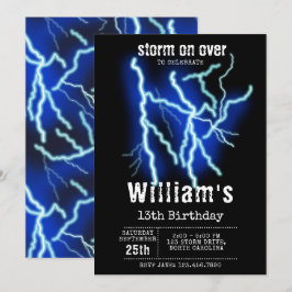 Blitzschlag-Strom-Gewitter Geburtstag Einladung