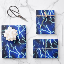 Blitzschlag-Strom-Gewitter-Nacht-Himmel Geschenkpapier Set