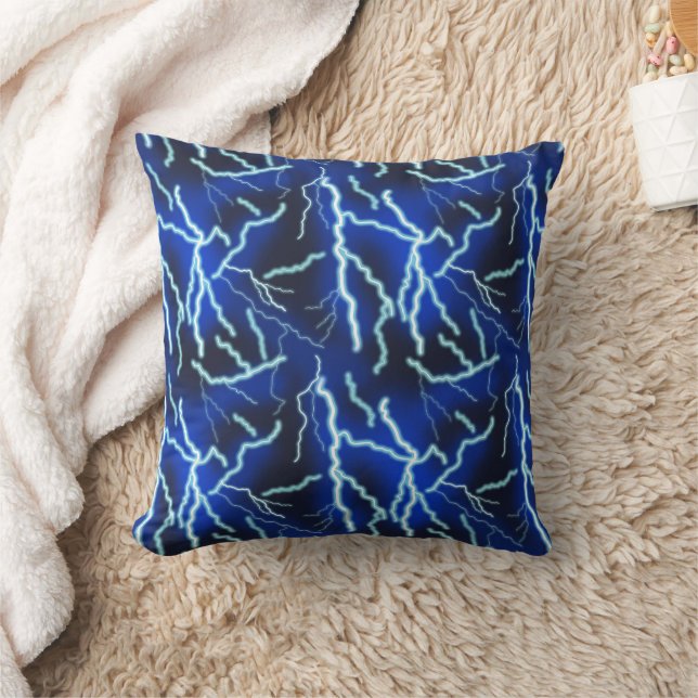Blitzschlag-Strom-Gewitter-Nacht-Himmel Kissen (Decke)