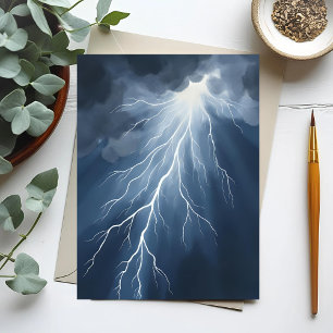 Blitzschlag   stürmischer Himmel Aquarell Postkarte