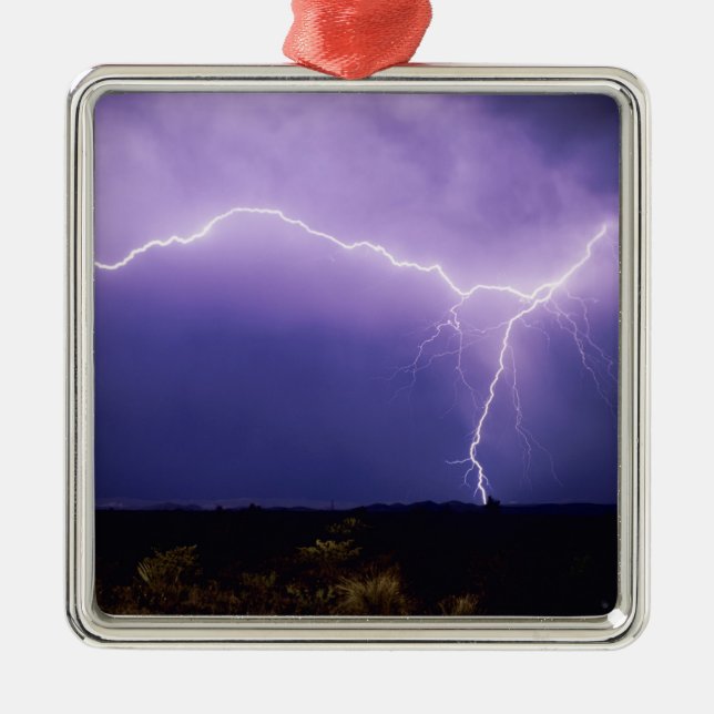 Blitzschlag über Wüste, Big Bend Ornament Aus Metall (Vorne)