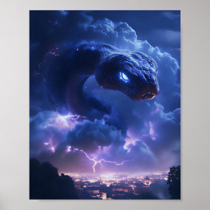 Blitzschlange über der Stadt Poster