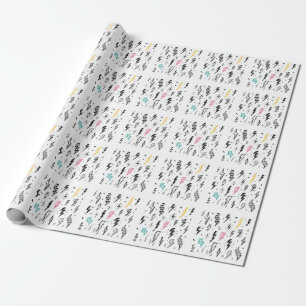 Blitzschrauben, handgezeichnet Doodle-Set. Geschenkpapier