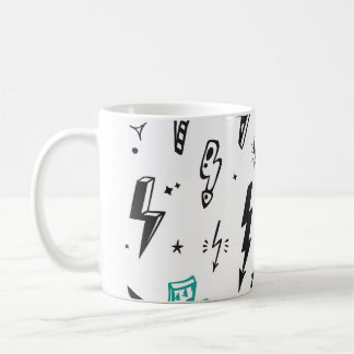Blitzschrauben, handgezeichnet Doodle-Set. Kaffeetasse