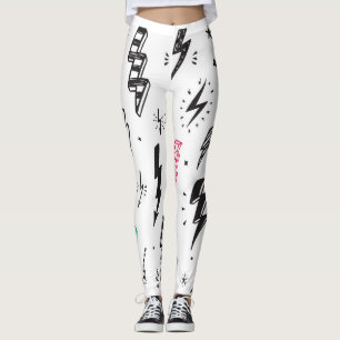 Blitzschrauben, handgezeichnet Doodle-Set. Leggings