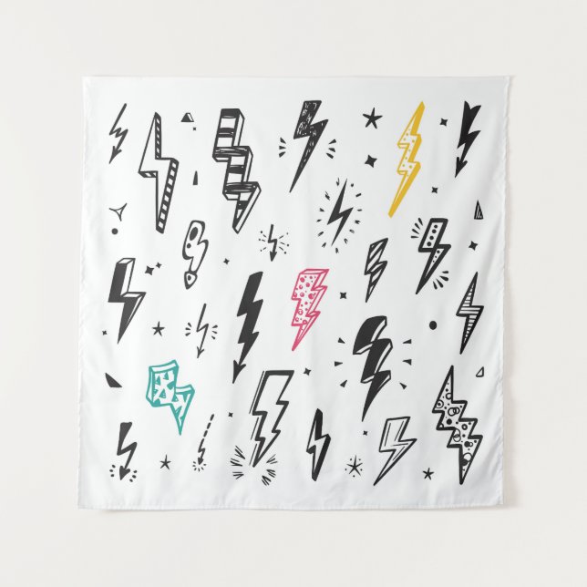Blitzschrauben, handgezeichnet Doodle-Set. Wandteppich (Vorderseite)