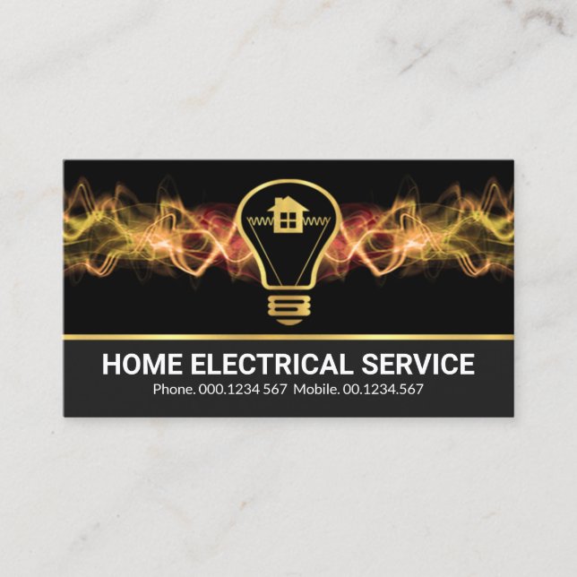 Blitzstürm Strike Gold Bulb Zuhause Electrician Visitenkarte (Vorderseite)