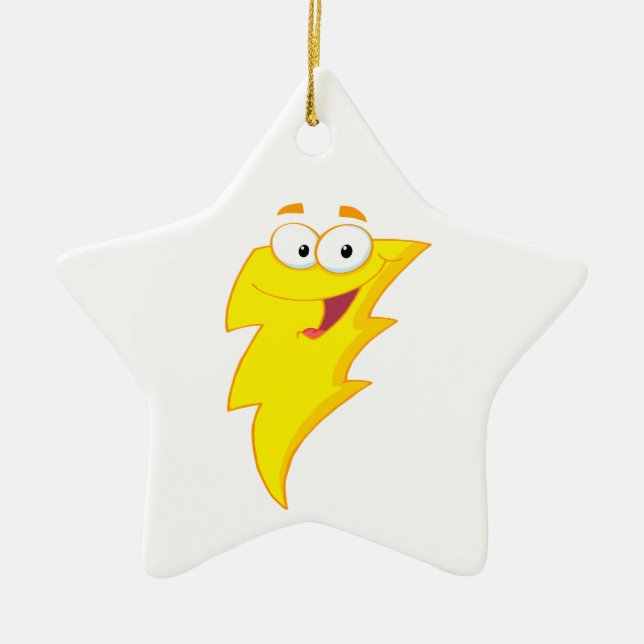 Blitzzeichen des albernen niedlichen Cartoon Keramik Ornament (Vorne)
