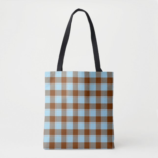 Blizzard Blue and Livid Brown Plaid Tasche (Vorderseite)