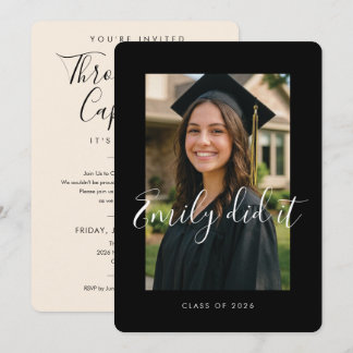 BLK & CREAM 2026 | Graduation Invite with Photo Einladung