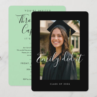 BLK & GREEN 2026 | Graduation Invite with Photo Einladung