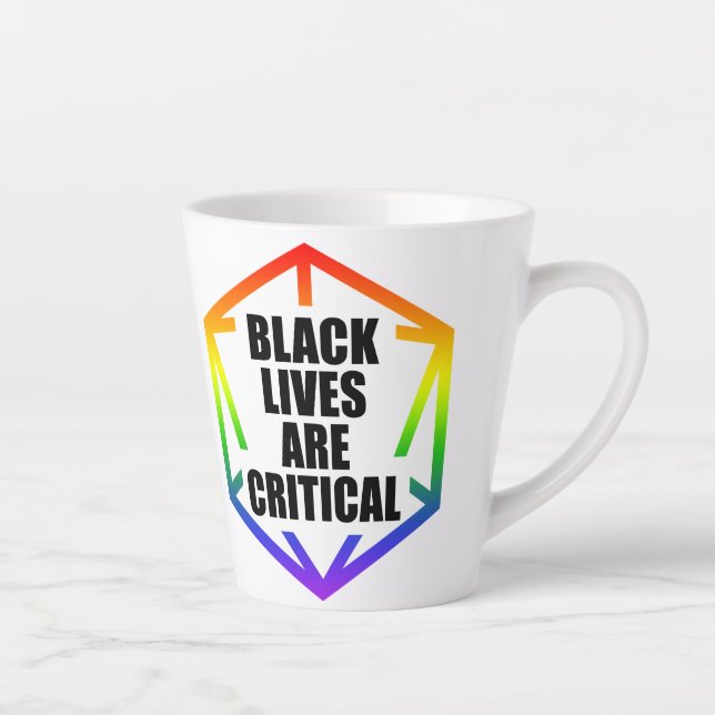 BLM Black Lives are Critical [LGBTQ+] Milchtasse (Rechts)