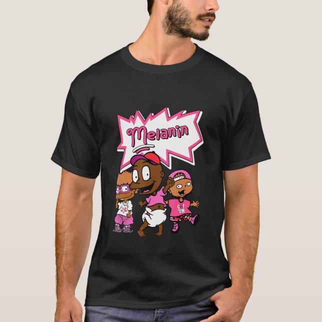 Blm Black Melanin Kinder Sneaker Match 14 Shocking T-Shirt (Vorderseite)