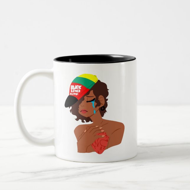BLM Black Woman's Tränen Tasse (Links)