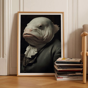 Blobfisch viktorianisches Tierporträt Vintage-Tier Poster