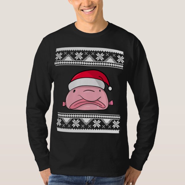 Blobfish Weihnachten Weihnachtsmann Seltsames Sonn T-Shirt (Vorderseite)