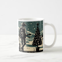 Bloc Cowboy de Noël Imprimer Café Mug